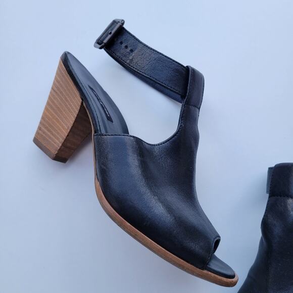 PAUL GREEN Heels Sandal Madonna Black Leather Ankle Buckle Strap Peep Toe 5.5 8 - Picture 3 of 8